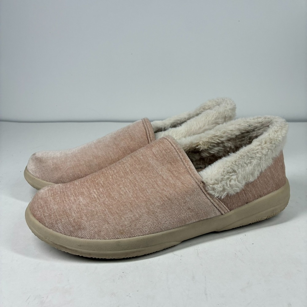 Vionic Clare Women's US 8 Pink Velvet Faux Fur Orthotic Slippers House Shoes